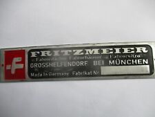 Typenschild Schild Fritzmeier Verdeck Dach Traktor oldtimer Kabine Plakette S92