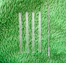 GLAS STROHHALME KURZ 5er Set Trinkhalme Glastrinkhalme Halm transparent Bürste!!