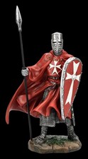 Veronese Tempelritter Figur - Rote Rüstung mit weißem Kreuz - Mittelalter Deko