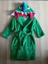 H&M Bademantel / Morgenmantel Gr. 98/104 Drache/Dino grün