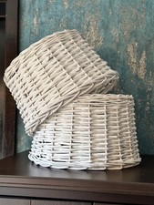 2 x Lampenschirm Rattan Weiß