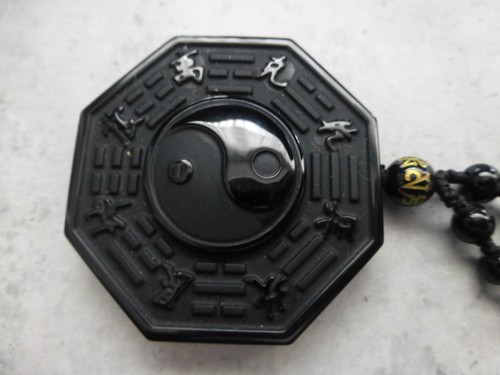 Schwarzer obsidian anhänger - schwarzer,