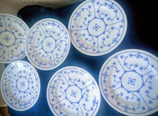 6 Stk. Jäger Eisenberg „Strohblume“ Indisch Blau – Porzellanteller Ø 19 cm