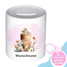 Bedruckte Spardose für Kinder Tieren Personalisiert mit Namen Tiere Geschenk