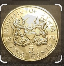 Kenia 5 cent Münze Gold Farbig 1978