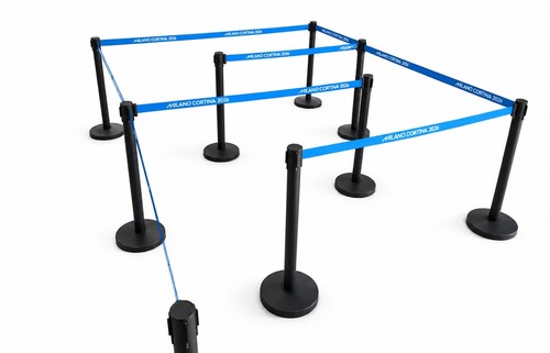 Absperrpfosten mit gurtband - mit,