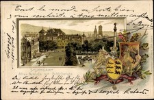 Präge Wappen Passepartout Litho Stuttgart in Württemberg, Altes... - 3872954