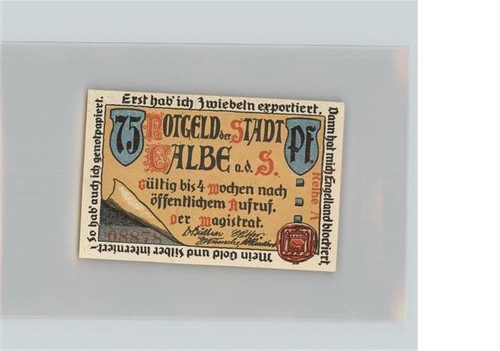 Calbe saale notgeld - 75, pf.