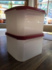 Tupperware Eidgenosse Kompaktus  2,6 Liter hoch - 2 x transparent  + rote Deckel