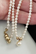 LUXUS Zuchtperlen Kette + 1AA Mini Akoyaperlen  Collier + 585 +375  Gold 