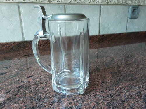 Alter glas bierkrug mit zinn - alter,