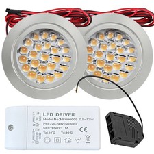 LED Möbel Einbaustrahler 12V Ø65mm 2W Warmweiß flach Bohrloch 58–60mm inkl Trafo