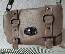 kleine Handtasche Damen Umhängetasche Leder braun schlammfarben mit Innenfächer