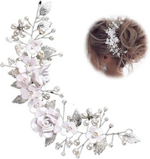 Silber Blumen Stirnband Kristall Haarschmuck Hochzeit Brautjungfer Brautschmuck 