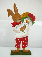Hase mit Blumen rot-weiss von