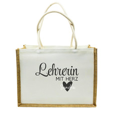 Lehrerin mit Herz Jutetasche