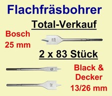 Flachfräsbohrer von Bosch und Black & Decker - 2 x 83 Stück - Lagerräumung