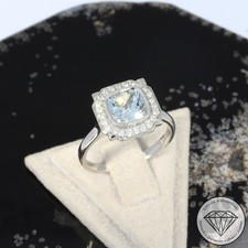 Wert 2850 € Brillant Aquamarin Ring 750 18 Karat Weiß Gold xxyy
