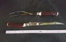 Großes Vintage Tranchier-Besteck Bratenbesteck Fleischgabel und Messer Rostfrei