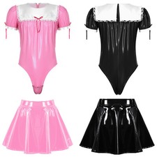 DE Herren Hausmädchen Kostüm Puffärmel Dienstmädchen Kostüm Outfit Cosplay Set