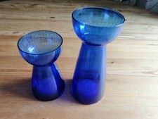 Hyazinthen Glas Vase Blau Kobaldblau 2x Blumenvase