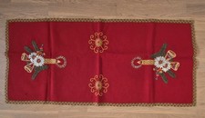 Tischläufer Weihnachten Stickerei Handarbeit Vintage 84x38cm  Brokat TOPP