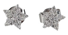 0.80ct Natürlich Rund Diamant 14k Solid Weiß Gold Hochzeit Nieten Stern Ohrringe