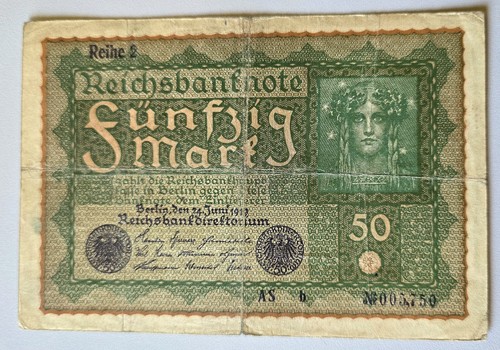 Reichsmark schein 1919 - 50,