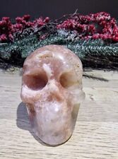 Druzy Blumenachat Kristall Schädel Schnitzerei 355g