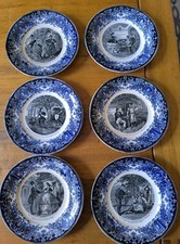 Sechs Teller Im Gespräch Opaque De Sarreguemines Serie Sprüchen 1875/1900