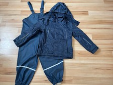 Regenanzug Gr.116 Regenhose Playshoes Regenjacke Crane kids Blau TOP nicht gefüt