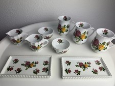 Porzellan Set Rosen Goldrand Vintage Shabby Chic Tassen Kännchen Schalen Platten