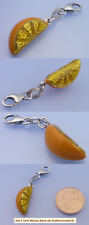 Echt 925 Silber Orange in 3D Anhänger Einhänger Charm rhodiniert Emaillelack