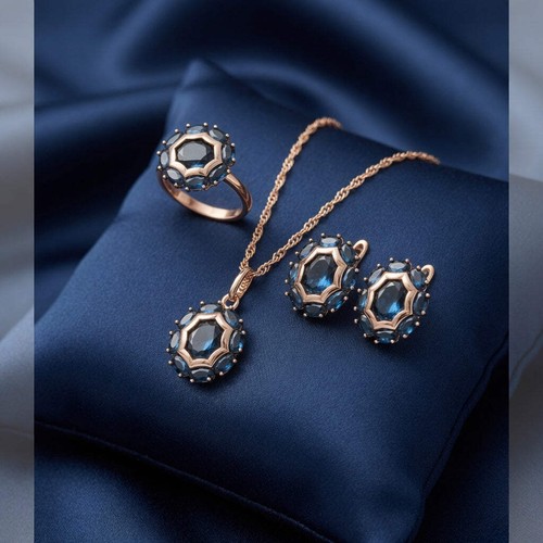 Blaues zirkonia schmuckset - blaues,