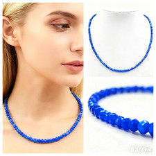 BAILYSBEADS Saphir-Halskette Kette Collier Rondelle facettiert behandelt NH170