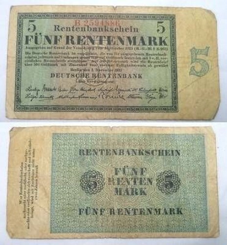Banknote rentenmark - banknote, 5