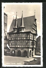 Alsfeld in Hessen, Passanten am Rathaus, Ansichtskarte 