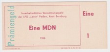 1 MDN Banknote DDR LPG Geld