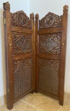 Orientalischer Mahagoni Holz Paravent mit Messingverzierungen 15 kg, Höhe 114 cm