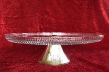 Tortenplatte mit versilbertem Fuß, Vintage  Höhe 9cm Durchmesser 30cm
