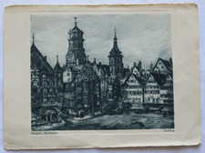 Stuttgart "Marktplatz" von Walter Romberg, gedruckte Radierung, Kösler Verlag