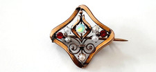 JUGENDSTIL BROSCHE ° Antikschmuck ° Opal / Rosa Steine / Perlen °