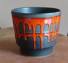 Vintage Fohr Keramik Übertopf Blumentopf Fat Lava Rot Schwarz 70er Jahre Top !