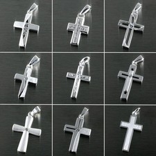 Kreuz Anhänger Kommunion Taufe Konfirmation 925 Silber auf Wunsch mit Kette