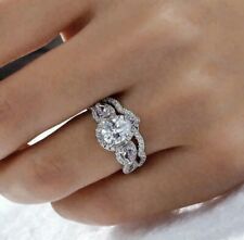 3,20kt Tropfen Halo Diamant Braut Ring Set Paar Weißgold Finish Hochzeit Schmuck