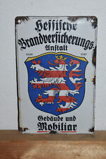 Altes Emailschild  30er J.,Hessische Brandversicherung,Ferro Email,Original