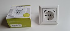 230V Steckdose imabo mit 2x USB Ports, Reinweiß seidenmatt (Modell L0304)