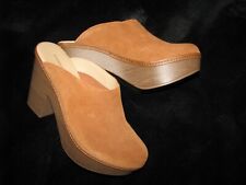 Neu, tolle Plateau Clogs Mules Pantolette Wild-Leder braun / cognac