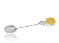 Löffel Zuckerlöffel Teelöffel Besteck Bernstein Silber 925 Unikat Taufe (Nr2205)