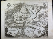 Landkarte von Rouen an der Seine, Merian Kupferstich 1657